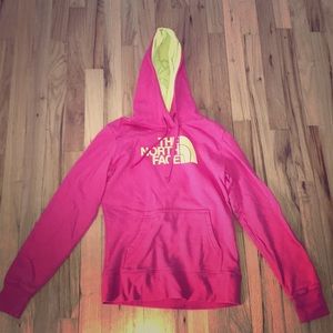 Neon Yellow and Pink hoodie from North Face